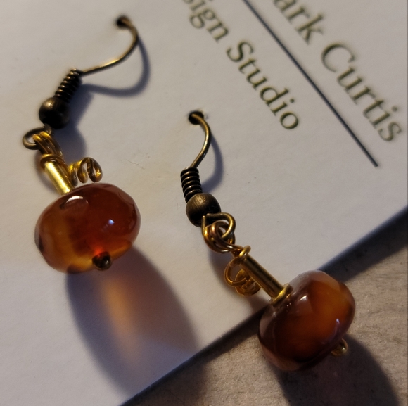 Carnelian Pumpkin Earrings - Picture 2 of 2